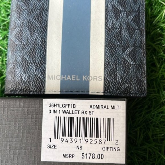 Michael Kors Men`s Gifting Bifold 3 in 1 Wallet Box Set Admiral Multi - Picture 13 of 14